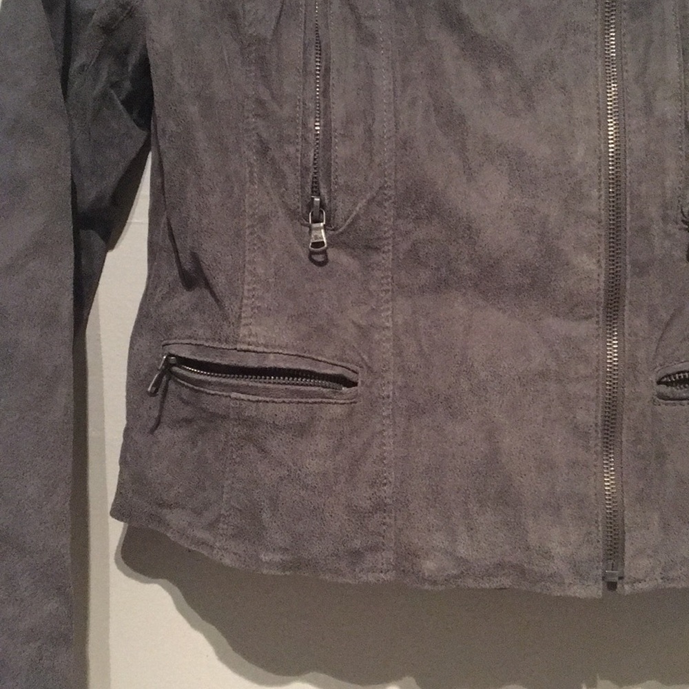 Levi’s Grey Suede Leather Moto Jacket - Picture 3 of 6